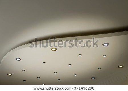 living room ceiling halogen spots Royalty-Free Stock Photo #371436298