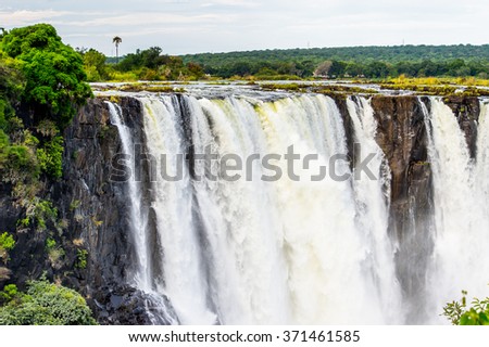 Amazing view of the Victoria Falls, Zambezi River, Zimbabwe and Zambia