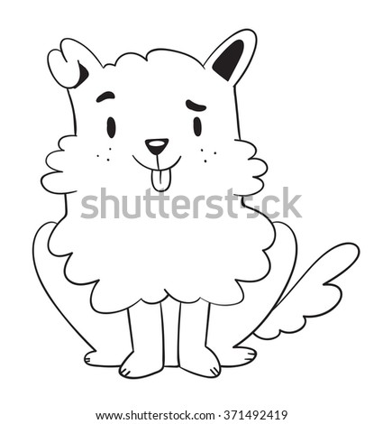 Vector illustration of a cartoon dog sitting sticking its tongue out.
