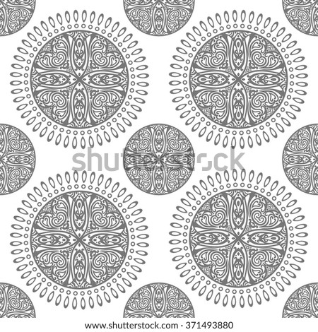 Vector seamless pattern with traditional orient mandala. Ornate indian background