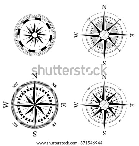Set of compass navigation dials - highly detailed vector illustrations