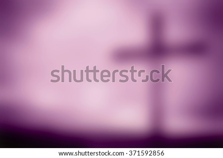 Dark blur artistic purple shade monotone cross Lent background with a vignette and copy space for text