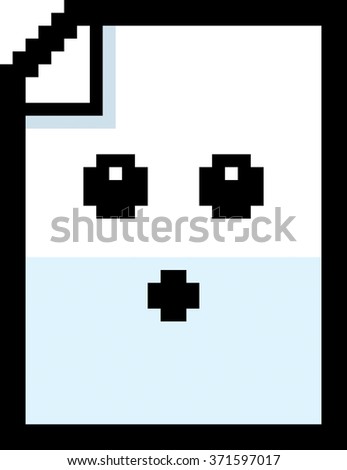 An illustration of a piece of paper looking surprised in an 8-bit cartoon style.