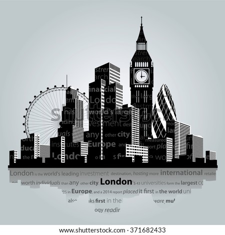 Vector illustration. London city silhouette. Royalty-Free Stock Photo #371682433