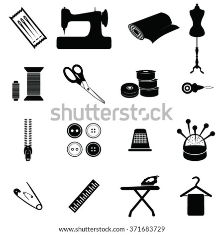 Tailor sewing icons set illustration