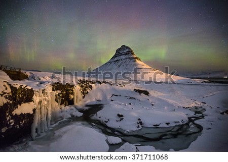 The Kirkjufell with Aurora Borealis (Northern Light)