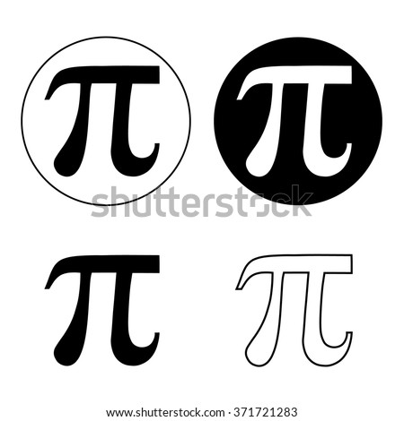 Pi Greek letter icon set, Pi symbol set, isolated vector illustrations.