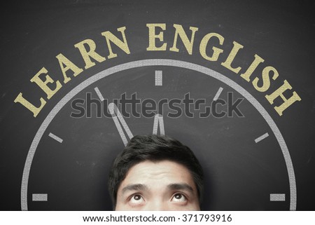 The language learning concept of Time To Learn English for English Education.