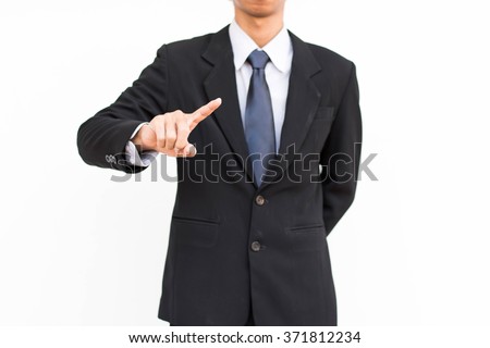 Businessman select Choice white background.. 