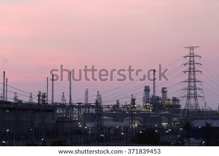 Oil refinery in the evening,photography on twilight style.