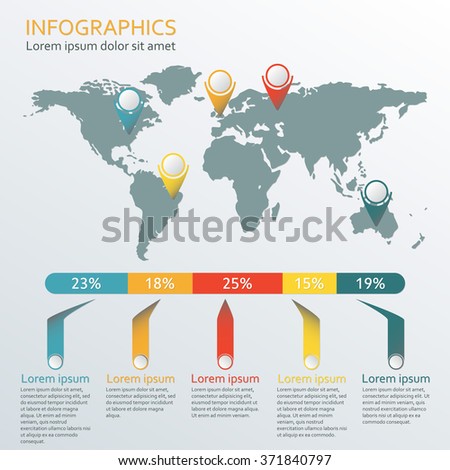 World map Infographic template. Information and infographics design elements. Vector illustration.