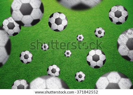 Abstract many soccer balls background.