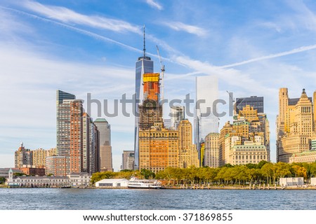 Beautiful evening view of the Lower Manhattan, New York City, United States of America
