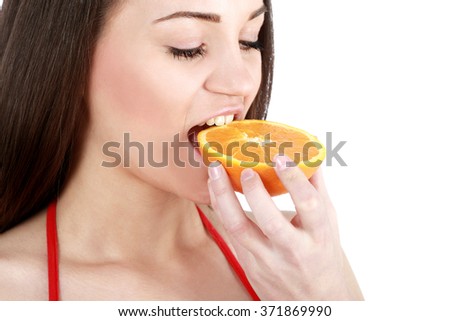 picture of lovely woman with fruit