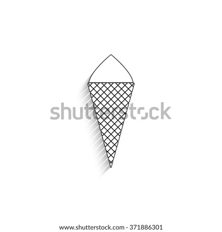 Ice cream cone - white vector icon  with shadow