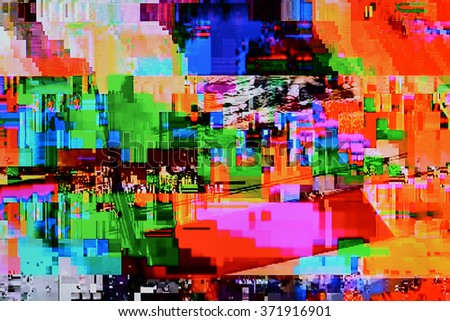 Tv weak signal - photo taken from color tv screen (3:2 aspect ratio) Royalty-Free Stock Photo #371916901