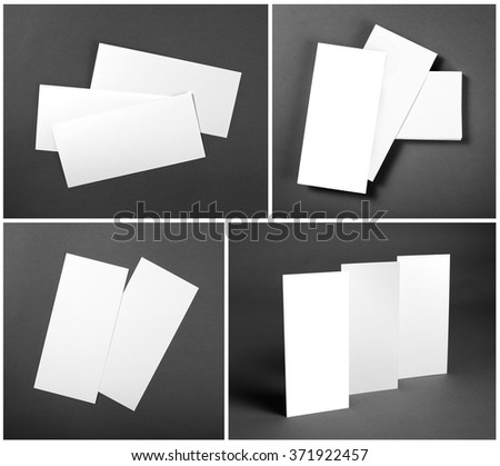 Set of Blank white flyers over gray background