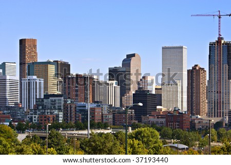 Denver Skyline and New Construction as seen from west side of city