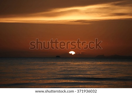 Sunset on the beach with beautiful sky on koh samui