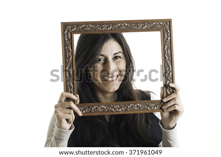 Pretty woman with picture frames  
