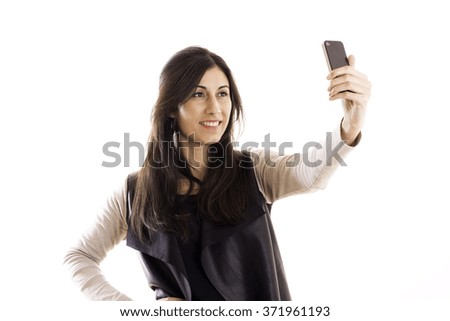 pretty woman taking a selfie 