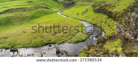 little river in green canyon in Iceland