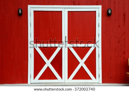 Red Barn Door Royalty-Free Stock Photo #372002740