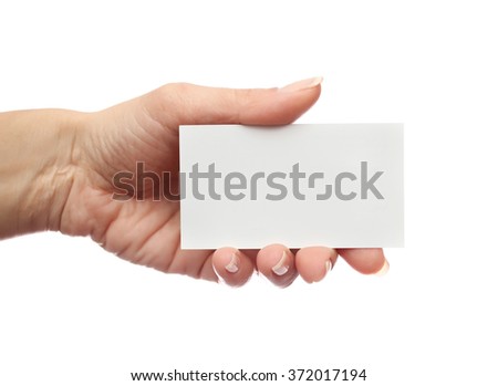 Hand holding a blank business card with clipping path, good for text & logo