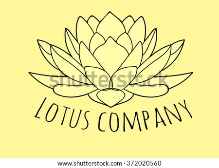 Lotus flower simple logo vector, Hand drawn flower silhouette, isolated yoga and meditation studio logo, lotus sign or symbol 