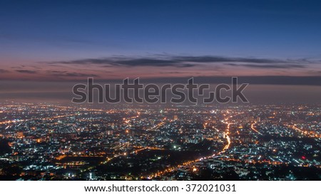 City night from the view point on top of mountain before sunrise, Chiangmai ,Thailand