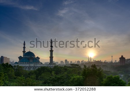 Federal Teritory Mosque, Kuala Lumpur is one Iconic most in Malaysia. Picture taken just during sunrise.