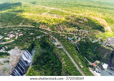 Aerial view of the Victoria Falls, Zambia and Zimbabwe. UNESCO World Heritage