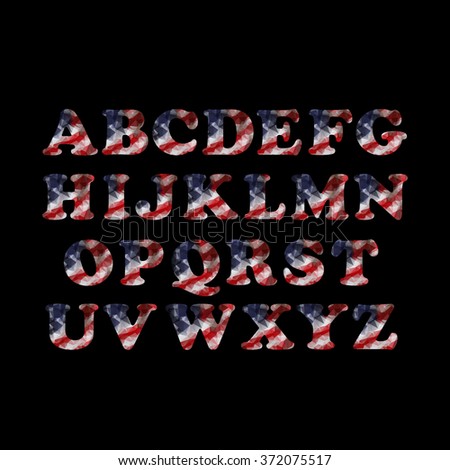 Polygon Vector USA Independence Day Alphabet Letters