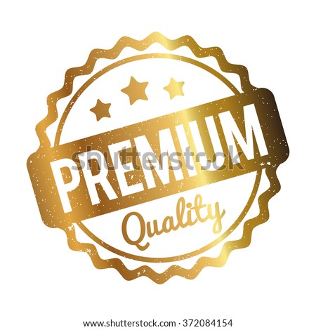 Premium Quality rubber stamp gold on a white background. Royalty-Free Stock Photo #372084154