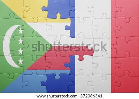 puzzle with the national flag of  and france . concept