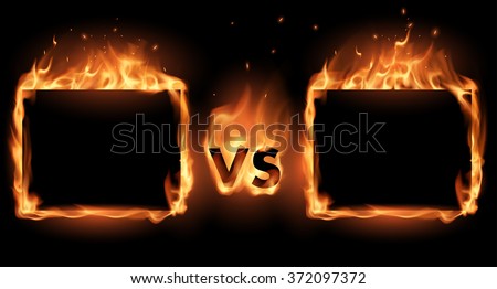 Versus screen with fire frames