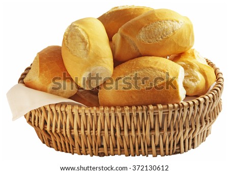 French bread isolated on white backgrond Royalty-Free Stock Photo #372130612