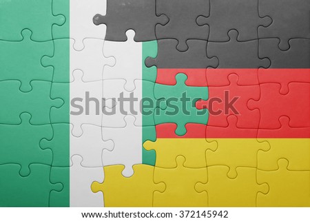 puzzle with the national flag of germany and nigeria . concept
