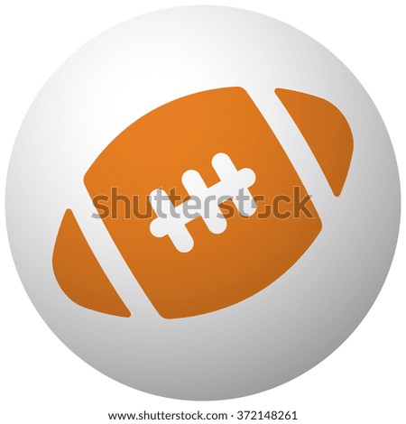 Orange American Football icon on sphere isolated on white background