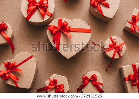 Many gifts hearts. Concept of celebrating Valentine's Day. Love.