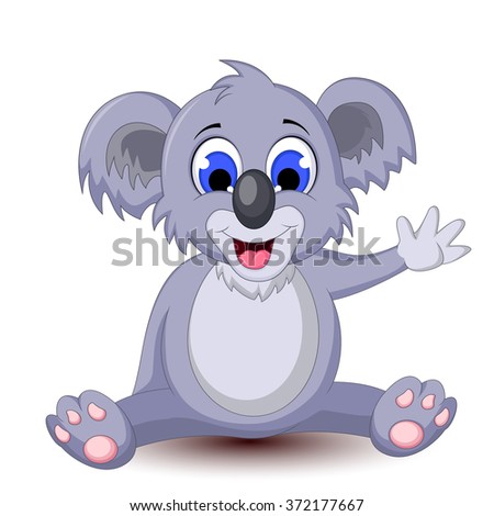 Cute koala cartoon waving hand