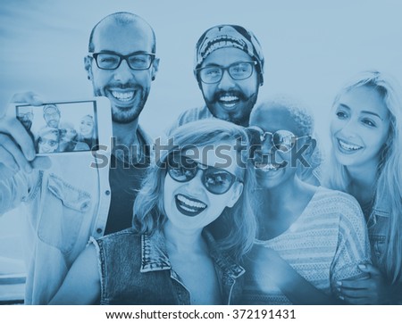 Friendship Selfie Happiness Beach Summer Concept