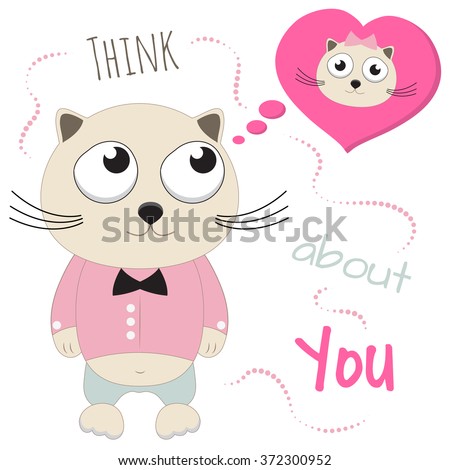 Cute cat background for Valentine's day, Birthday and Wedding