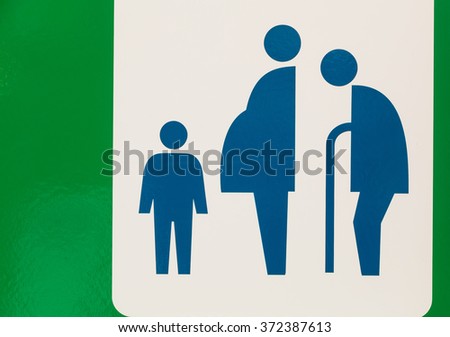 the sign of restroom for old  person  and pregnant woman with child