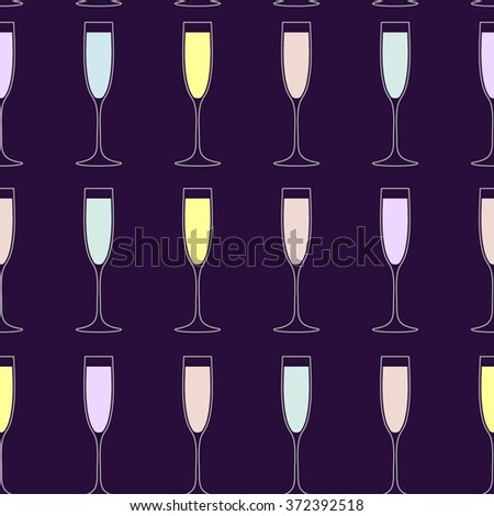 Vector seamless pattern with wine glasses