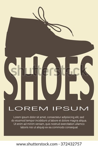 Vector poster with shoes icon. Creative print. Silhouette style.
