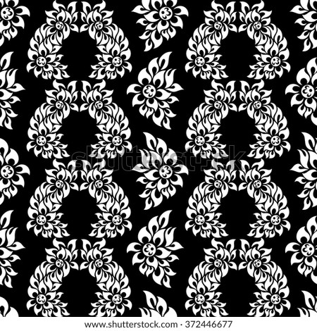 seamless abstract pattern with white flowers on a black background.vector illustration