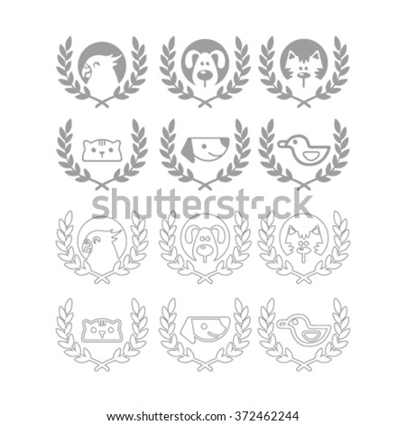 Set of animal icons. For your design. Logos, icons, cards. Vector