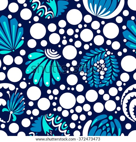 Abstract floral seamless pattern with dots