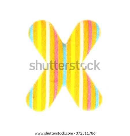 English colorful letters isolated on white background, letter X